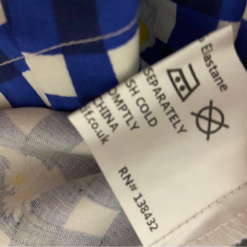 T34a- COLLECTIF LONDON Blue-White GINGHAM Plaid DAISIES Midi DEMIRA Sheath Dress - Picture 7 of 10